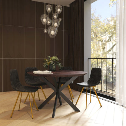 Markley Modern Leather Dining Chair With Gold Legs