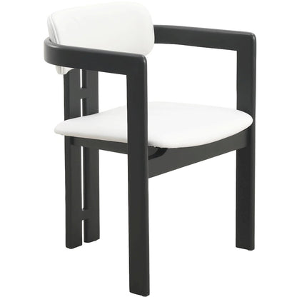 Velo Series Modern Dining Chair in Black Wood with Off White Seat