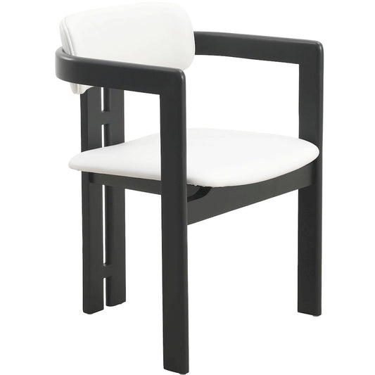 Velo Series Modern Dining Chair in Black Wood with Off White Seat