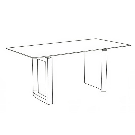 Dining Table Stainless Steel Base, With 55" White Sintered Stone Top