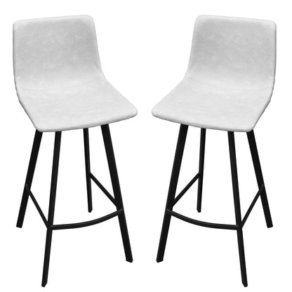 Elland Modern Upholstered Leather Bar Stool With Iron Legs & Footrest Set of 2