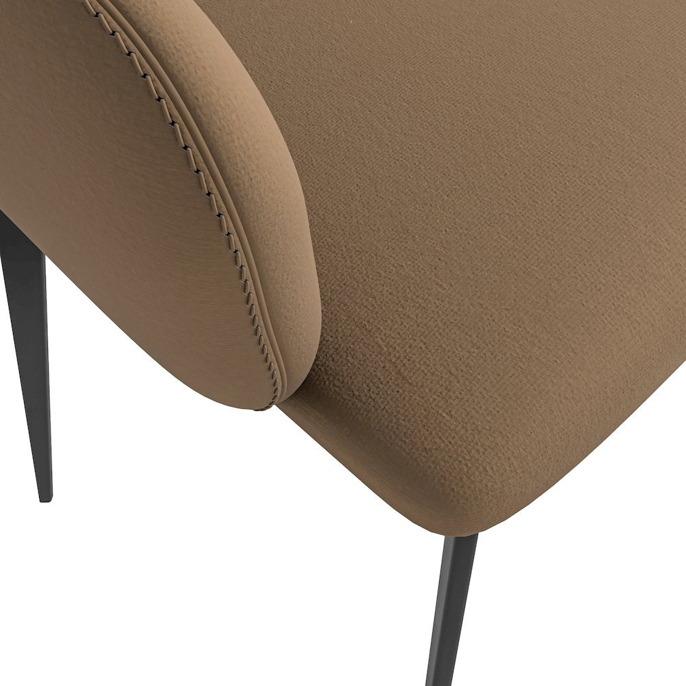 Sonnet Series Modern Dining Chair in Light Brown Fabric - Set of 2