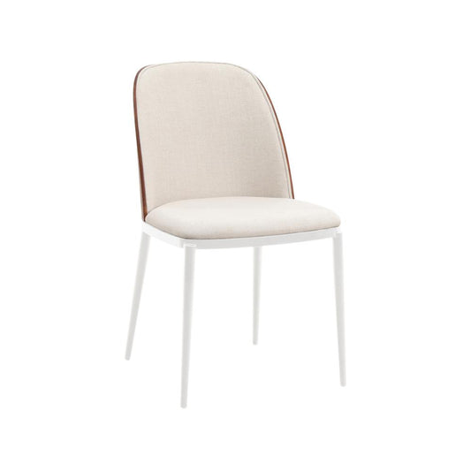 Dining Side Chair with White Powder-Coated Steel Frame