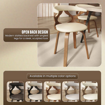 Modern Wooden Dining Chair, Walnut Frame in Taupe Klyne Collection By LeisrueMod