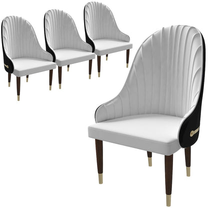 Elara Collection Wooden Dining Chair in Black/White Set of 4