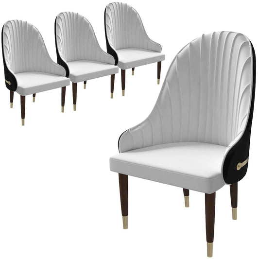 Elara Collection Wooden Dining Chair in Black/White Set of 4