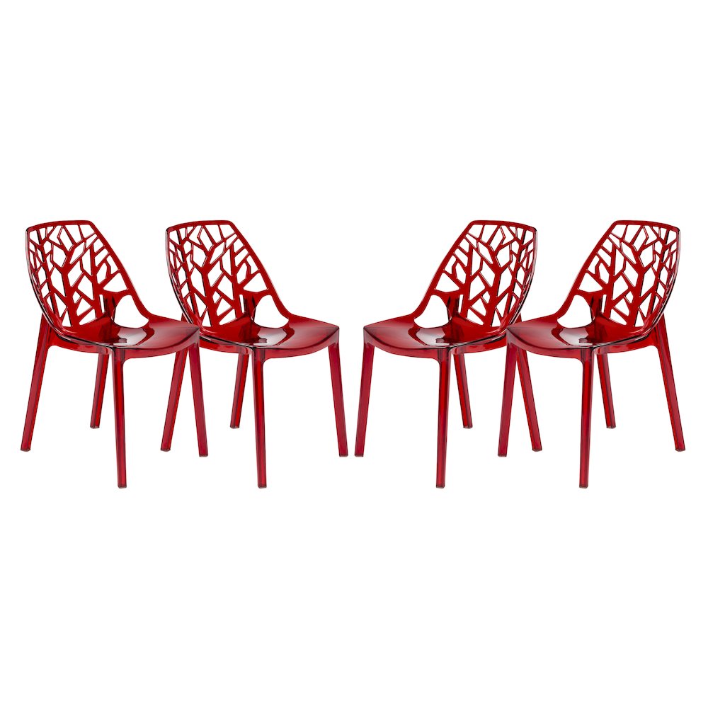 Cornelia Modern Spring Cut-Out Tree Design Stackable Dining Chair