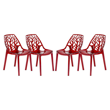 Cornelia Modern Spring Cut-Out Tree Design Stackable Dining Chair