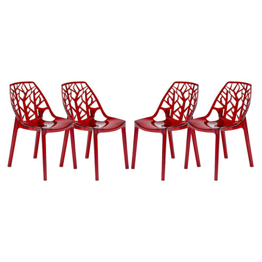 Cornelia Modern Spring Cut-Out Tree Design Stackable Dining Chair