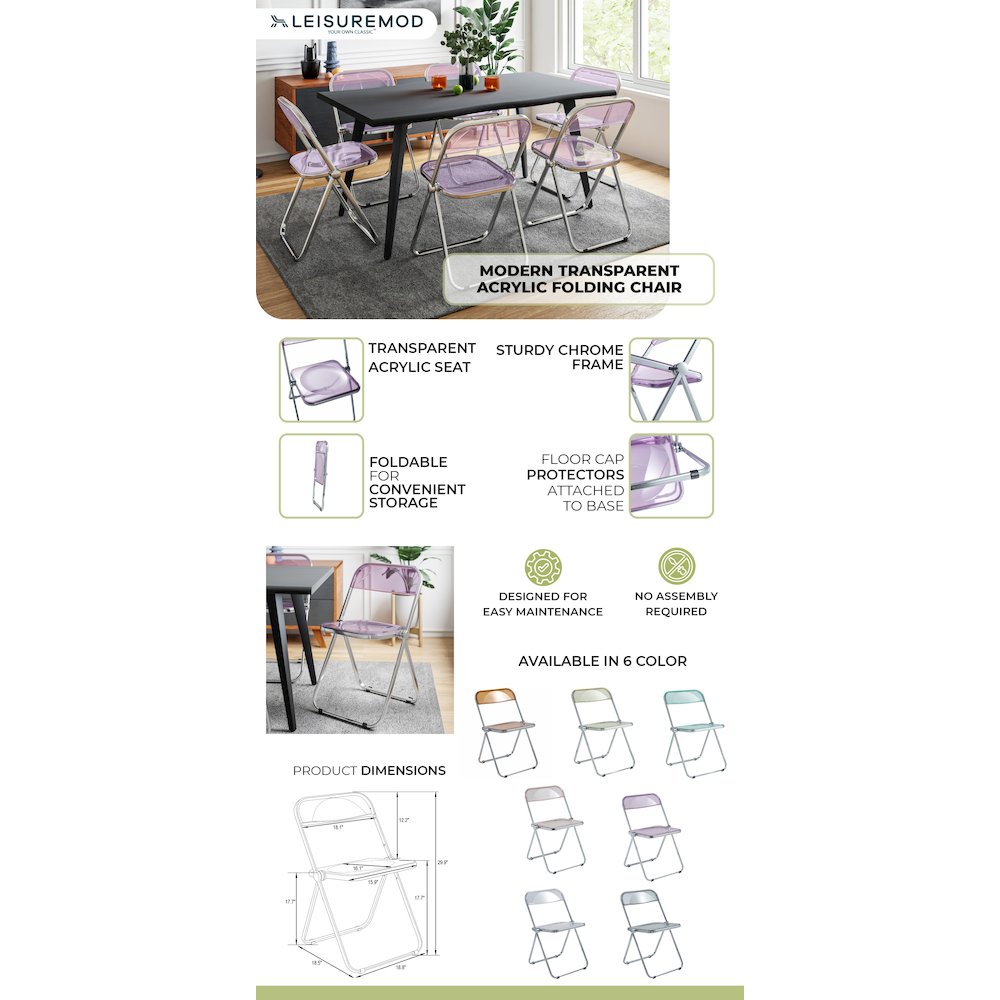 Lawrence Acrylic Folding Chair With Metal Frame