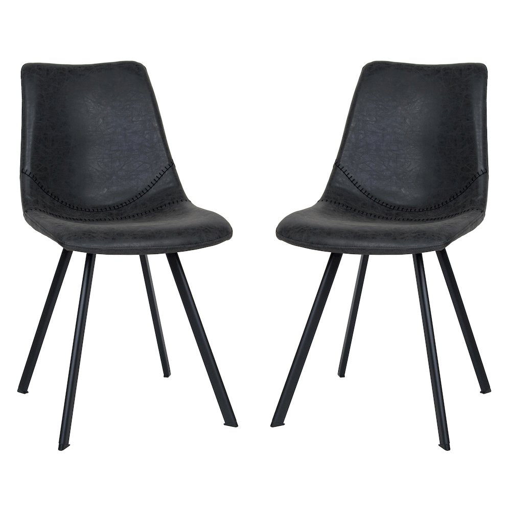 Markley Modern Leather Dining Chair With Metal Legs Set of 2
