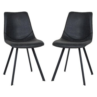 Markley Modern Leather Dining Chair With Metal Legs Set of 2