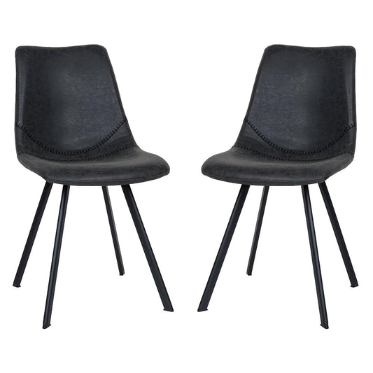 Markley Modern Leather Dining Chair With Metal Legs Set of 2