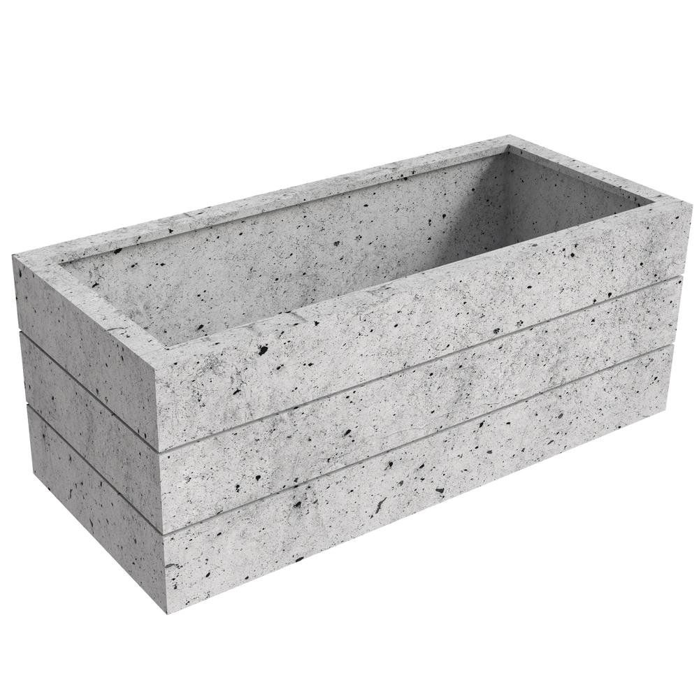 Oasis Series Rectangle Poly Stone Planter in White 15.7" x 13.8"   35.8 Long
