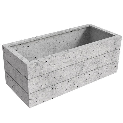 Oasis Series Rectangle Poly Stone Planter in White 15.7" x 13.8"   35.8 Long