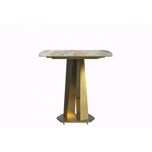 Modern Dining Table Gold Base, With 55" Deep Grey Sintered Stone Top
