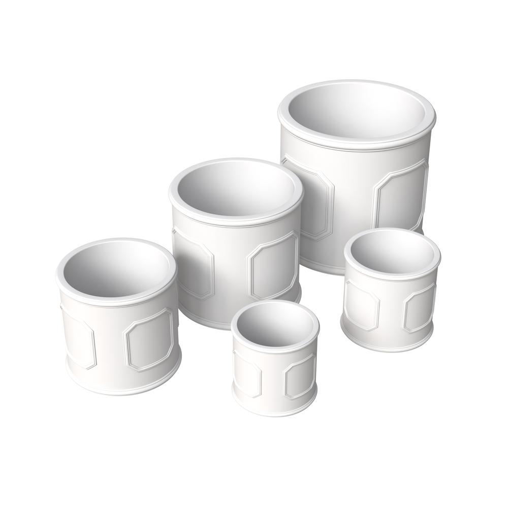 Meadow Series Poly Stone Planter Set in White