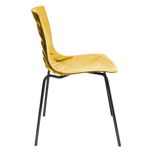 Astor Water Ripple Design Dining Chair in Black Base Orange Seat Set of 4
