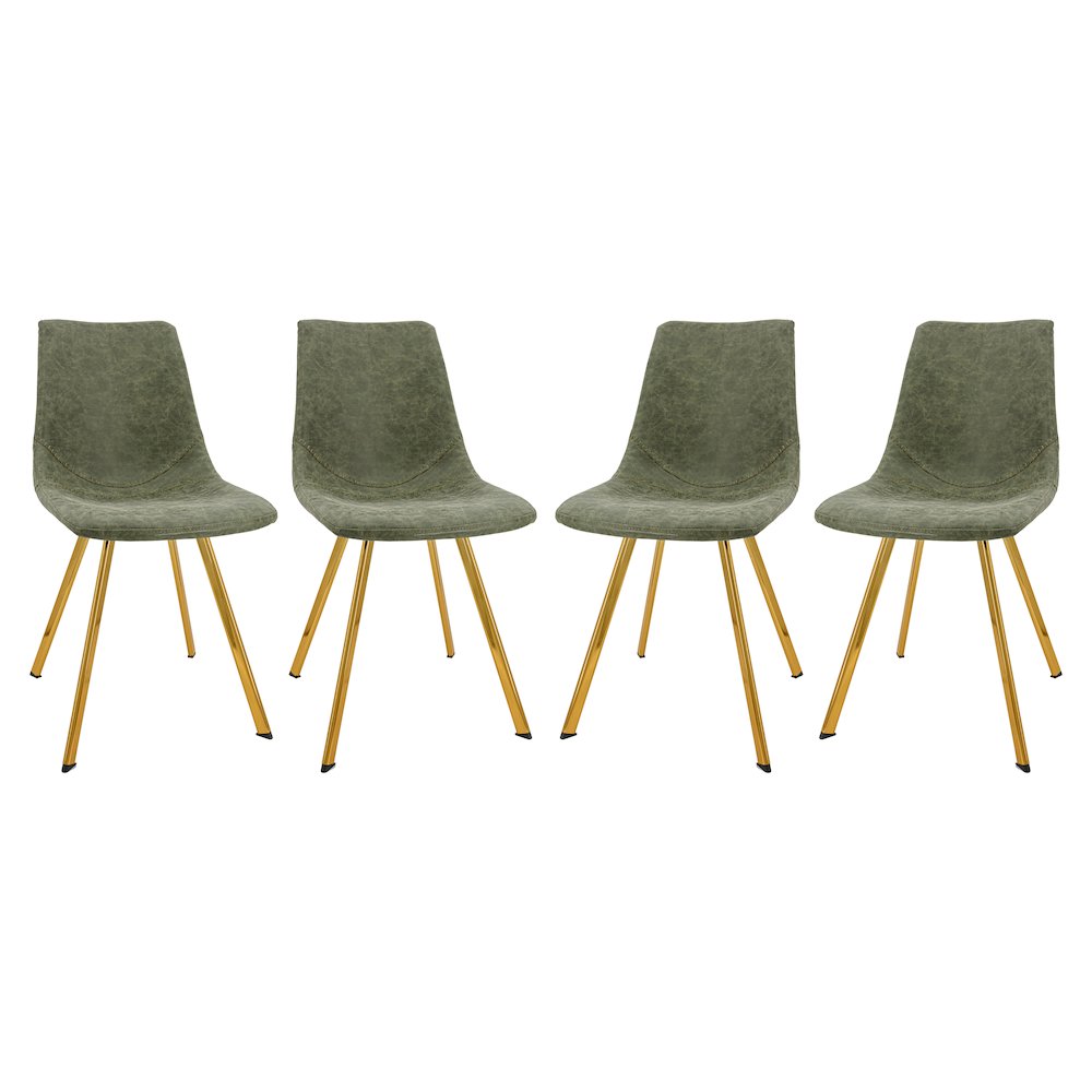 Markley Modern Leather Dining Chair With Gold Legs Set of 4
