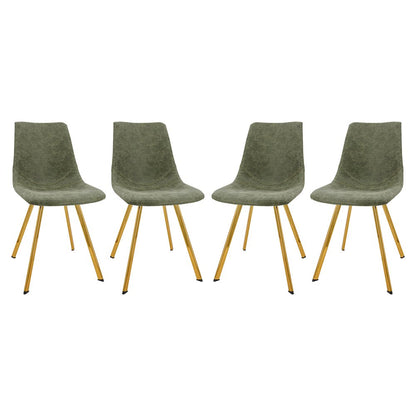 Markley Modern Leather Dining Chair With Gold Legs Set of 4