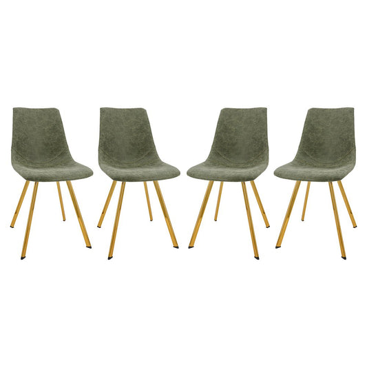 Markley Modern Leather Dining Chair With Gold Legs Set of 4
