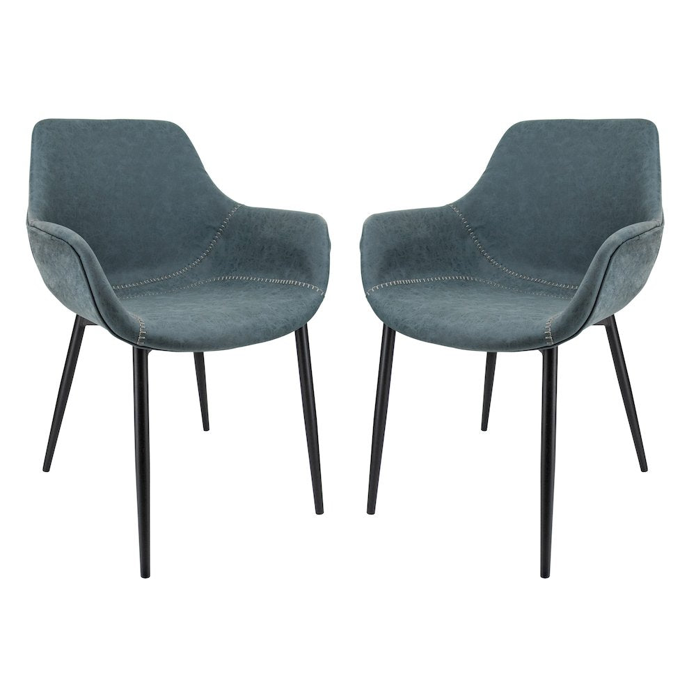 Markley Modern Leather Dining Arm Chair With Metal Legs Set of 2