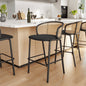 Ervilla Mid-Century Modern Wicker Bar Stool in Black