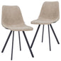 Markly Modern Leather Dining Chair With Metal Legs in Taupe Set of 2