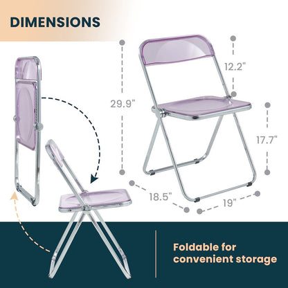 Lawrence Acrylic Folding Chair With Metal Frame, Set of 2