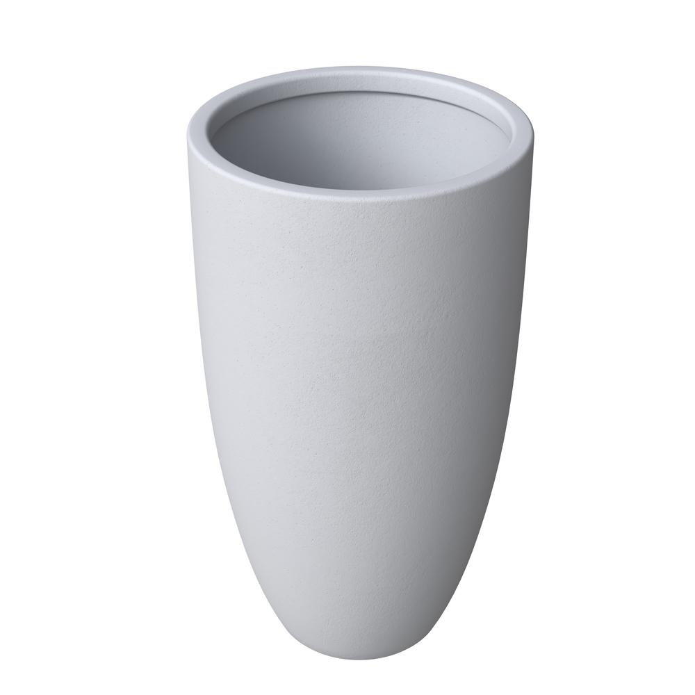 Crete Series Poly Stone Planter in Aged Concrete 13.4 Dia, 23.6 High