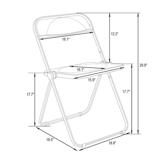 Lawrence Acrylic Folding Chair With Gold Metal Frame, Set of 4