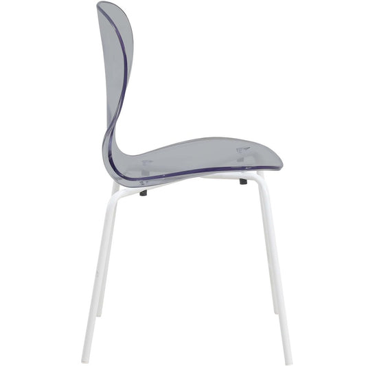 Modern Oyster Transparent Side Chair in White Base Set of 4
