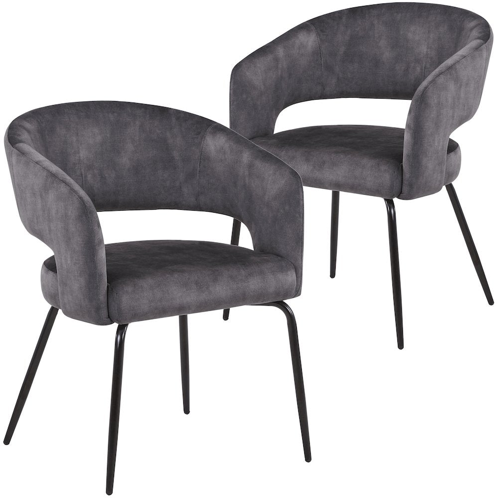 Gavin Series Modern Chair Black Frame in Charcoal Set of 2