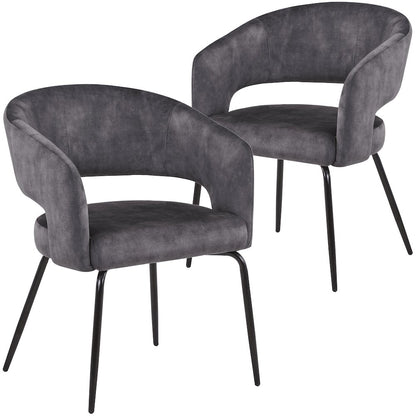 Gavin Series Modern Chair Black Frame in Charcoal Set of 2