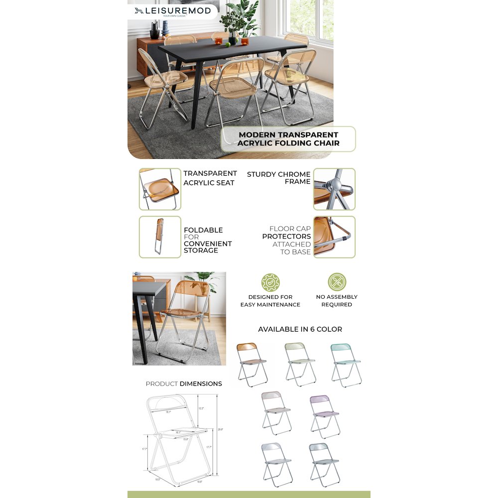Lawrence Acrylic Folding Chair With Metal Frame