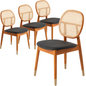 Holbeck Wicker Dining Chair with Upholstered Leather Seat and Beech Wood Legs