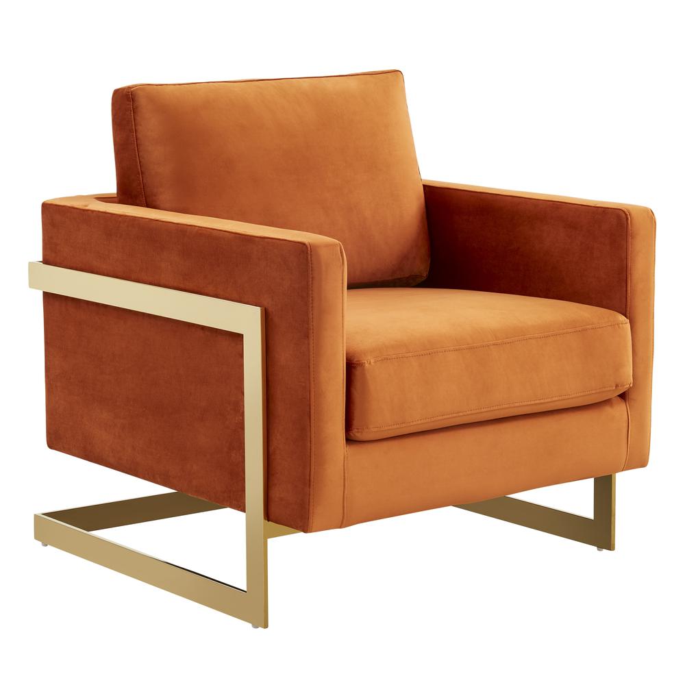 Velvet Accent Armchair With Gold Frame
