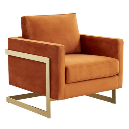 Velvet Accent Armchair With Gold Frame