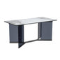 Dining Table Black Glass and Steel Base, With 55 Black Glass Top