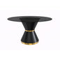 Qorvus Series Round Dining Table Black\Gold Base with 60 Round BLack Glass Top