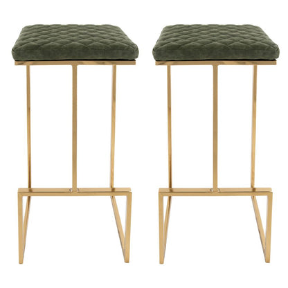 Quincy Leather Bar Stools With Gold Metal Frame Set of 2