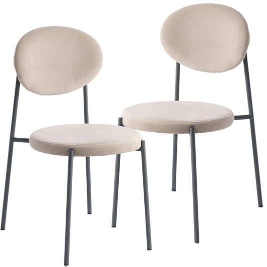 Euston Modern Velvet Dining Chair with Grey Steel Frame, Set of 2