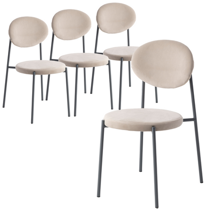 Euston Modern Velvet Dining Chair with Grey Steel Frame, Set of 4