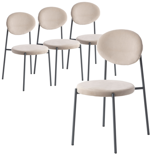 Euston Modern Velvet Dining Chair with Grey Steel Frame, Set of 4