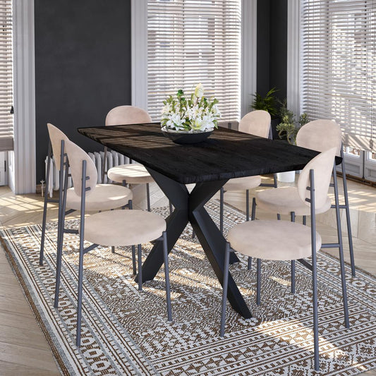Euston Modern Velvet Dining Chair with Grey Steel Frame, Set of 4