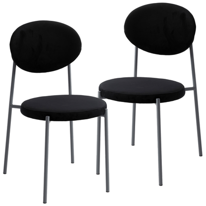 Euston Modern Velvet Dining Chair with Grey Steel Frame, Set of 2