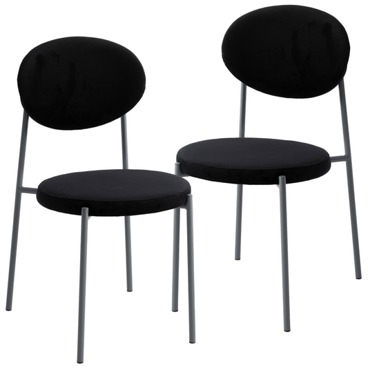 Euston Modern Velvet Dining Chair with Grey Steel Frame, Set of 2