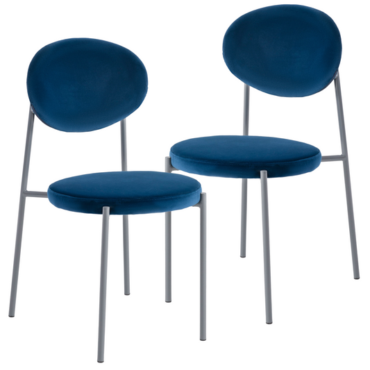 Euston Modern Velvet Dining Chair with Grey Steel Frame, Set of 2