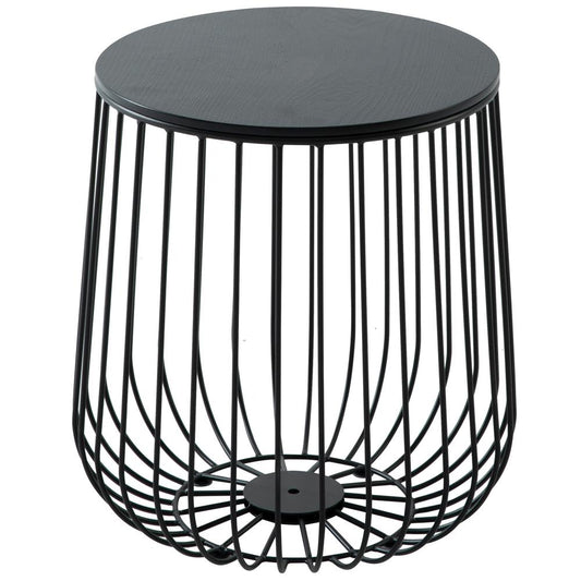 Runswick Modern Wood Top End Table With Metal Base