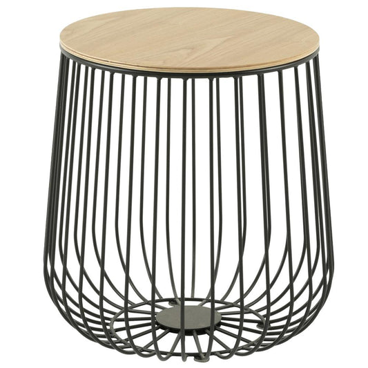 Runswick Modern Wood Top End Table With Metal Base